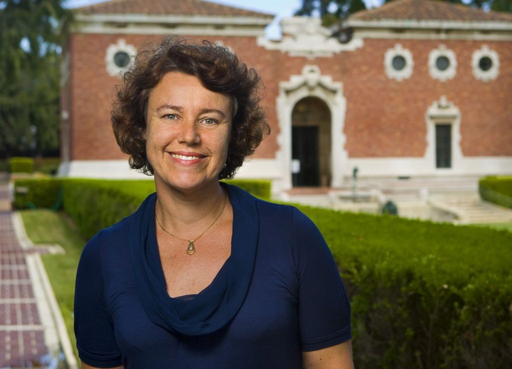 Portrait of Barbara Fuchs outside the William Andrews Clark Memorial Library