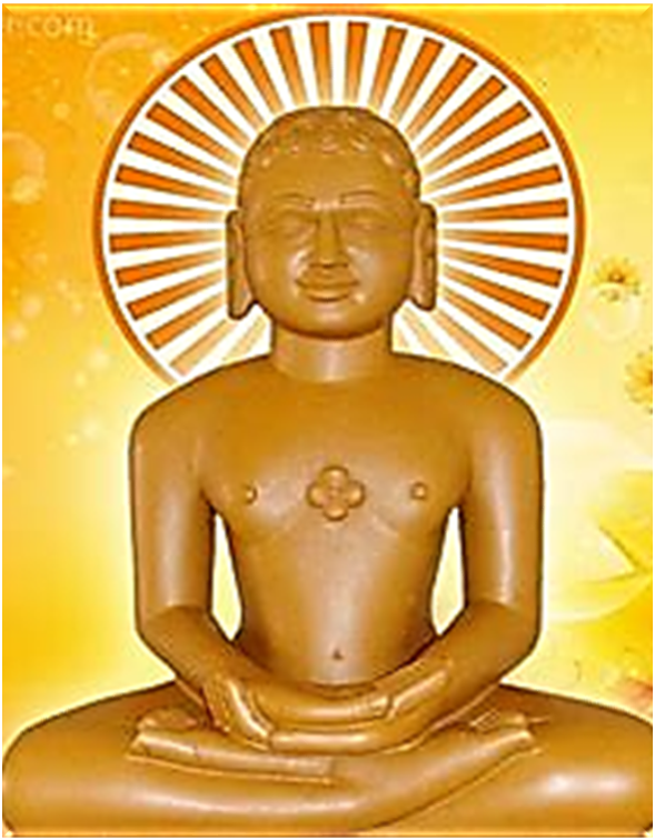 a golden figure in the lotus position with a white and orange halo around the head