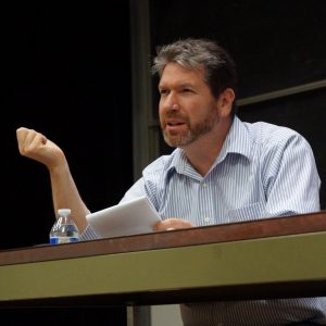 candid photo of Michael Berry mid-lecture
