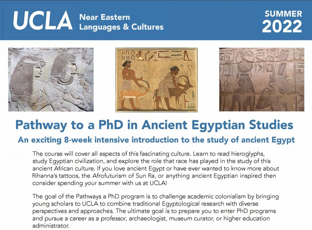 The course flyer advertising "Pathways to a PhD in Ancient Egyptian Studies"