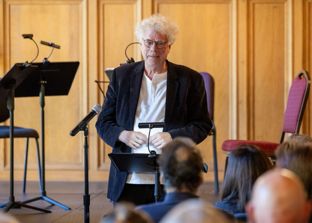 Bruce Whiteman speaking to the audience at the Clark Library