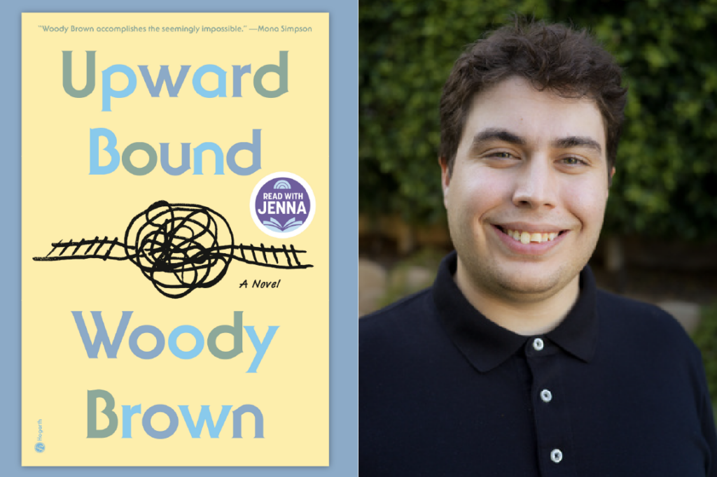 Book cover of "Upward Bound" next to portrait of Woody Brown