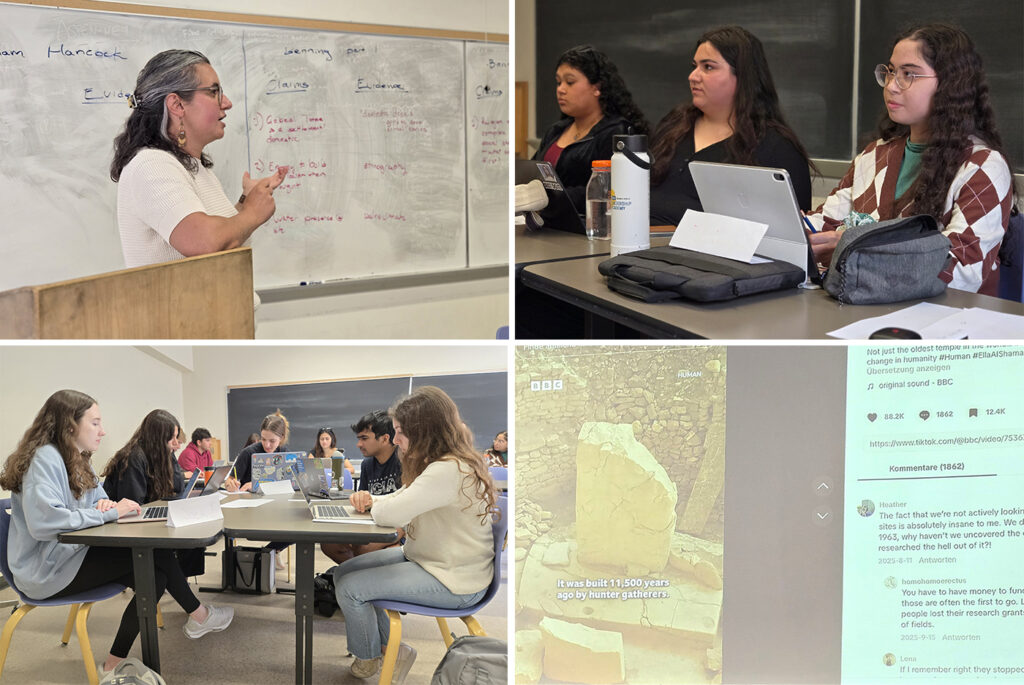 Collage of four photos from Lara Fabian's #Archaeology seminar.